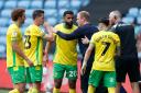 Norwich City head coach Johannes Hoff Thorup gives his players instructions during the 1-0 win over Coventry