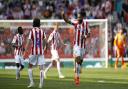 Ashley Williams celebrates after scoring Stoke's first goal Picture: PA