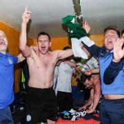 King's Lynn Town celebrate promotion at Warrington Picture: Ian Burt