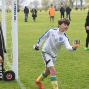 Former NCFC players, Darren Huckerby and Adam Drury, at Langley School.
Picture: ANTONY KELLY