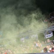 The aftermath of a flare being let off during the Sky Bet Championship match at Portman Road. Picture by Paul Chesterton/Focus Images