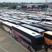 Coaches at Wembley stadium. Photo: Sanders Coaches