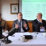 Club chairman Alan Bowkett and chief executive David McNally present Norwich City's accounts at Carrow Road. Photo: Bill Smith