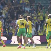 Norwich players applaud the fans at the end of the win over Watford