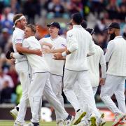 England’s Stuart Broad celebrates taking the wicket of Australia’s Todd Murphy during day five of the fifth LV= Insurance Ashes Series test match at The Kia Oval, London. Picture date: Monday July 31, 2023.