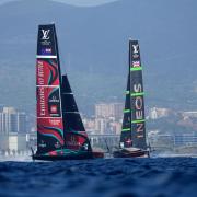 Ineos Britannia, right, moved back in contention in the America’s Cup (Bernat Armangue/AP)