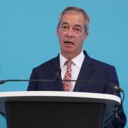 Leader Nigel Farage during a Reform UK press conference (Lucy North/PA)