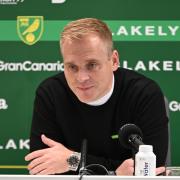 Norwich City head coach Johannes Hoff Thorup addresses the media this afternoon