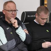 Norwich assistant Glen Riddersholm and head coach Johannes Hoff Thorup