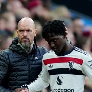 Kobbie Mainoo, right, will be out for a few weeks with a muscle injury (Mike Egerton/PA)