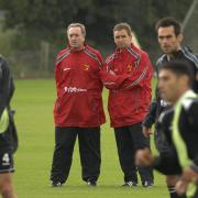 Peter Grant, days into the Norwich City job, takes training at Colney